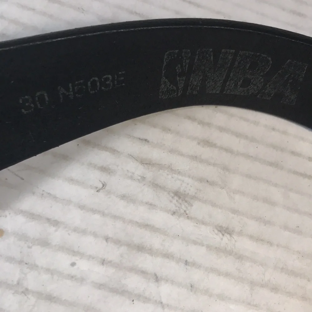 Vintage NBA Lakers Team Stamped Logo Black Leather Belt